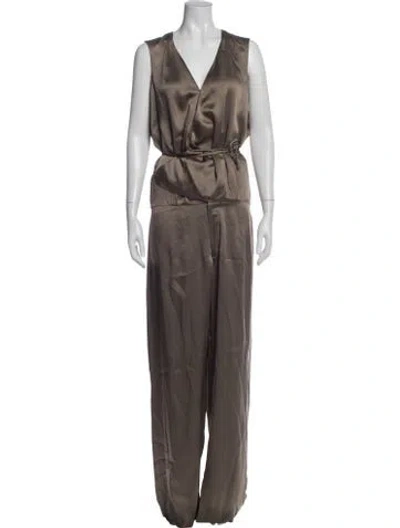 Pre-owned Ralph Lauren V-neck Jumpsuit In Brown