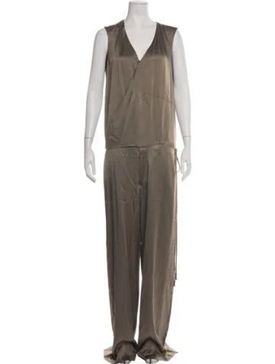 Pre-owned Ralph Lauren V-neck Jumpsuit In Brown