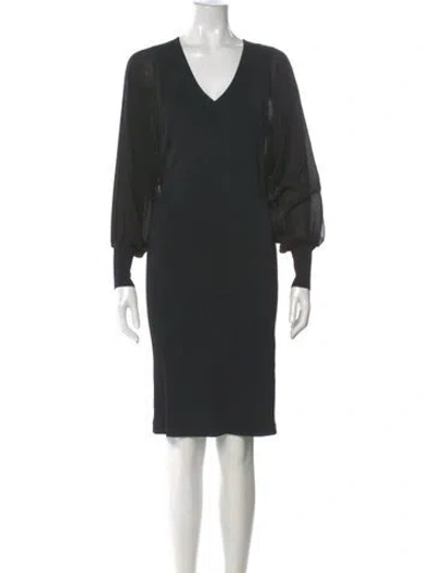 Pre-owned Ralph Lauren V-neck Knee-length Dress In Black