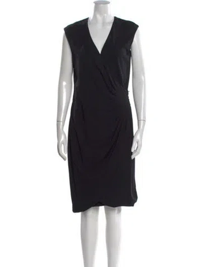 Pre-owned Ralph Lauren V-neck Knee-length Dress In Black