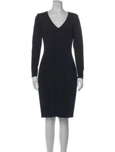 Pre-owned Ralph Lauren V-neck Knee-length Dress In Black
