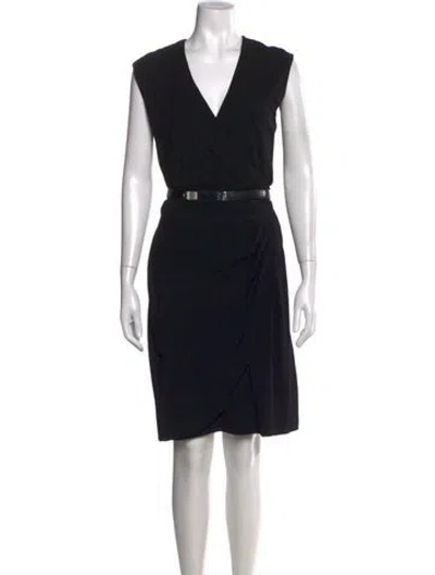 Pre-owned Ralph Lauren V-neck Knee-length Dress In Black