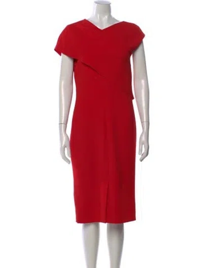 Pre-owned Ralph Lauren V-neck Knee-length Dress In Red