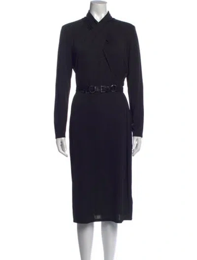 Pre-owned Ralph Lauren V-neck Knee-length Dress W/ Tags In Blue