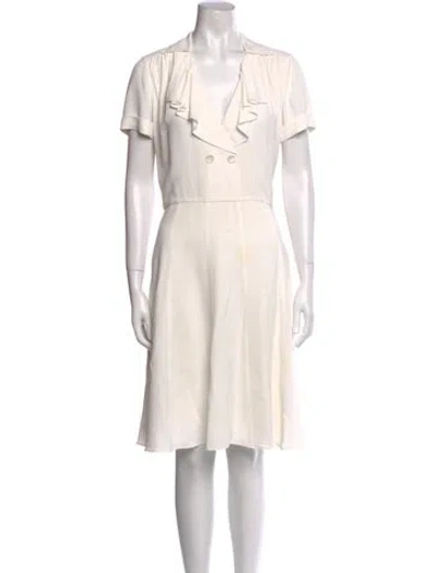 Pre-owned Ralph Lauren V-neck Knee-length Dress In White