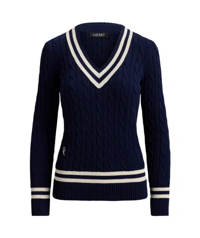 Ralph Lauren V-neck Knit Sweater In Blue