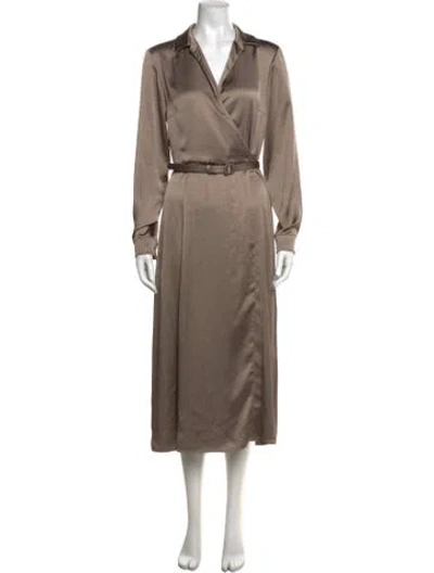 Pre-owned Ralph Lauren V-neck Long Dress In Neutral