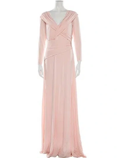 Pre-owned Ralph Lauren V-neck Long Dress In Pink