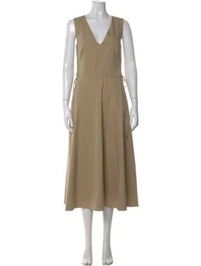 Pre-owned Ralph Lauren V-neck Long Dress W/ Tags In Neutral