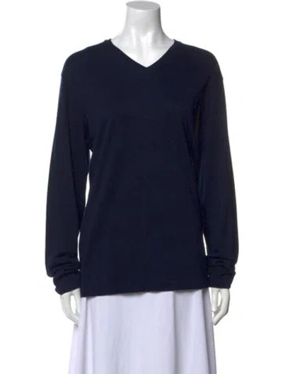 Pre-owned Ralph Lauren V-neck Long Sleeve Sweatshirt In Blue