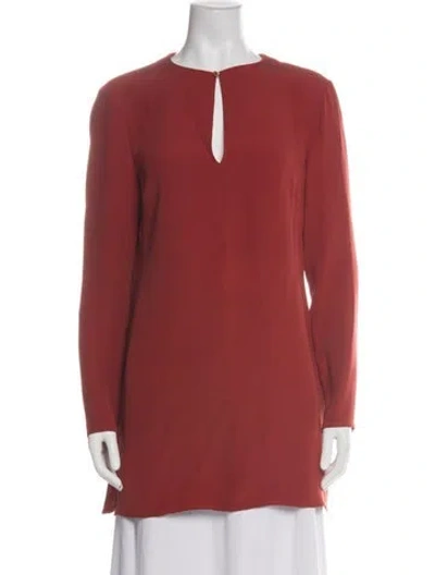 Pre-owned Ralph Lauren V-neck Long Sleeve Tunic In Red