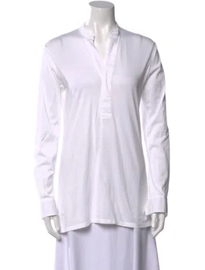 Pre-owned Ralph Lauren V-neck Long Sleeve Tunic In White