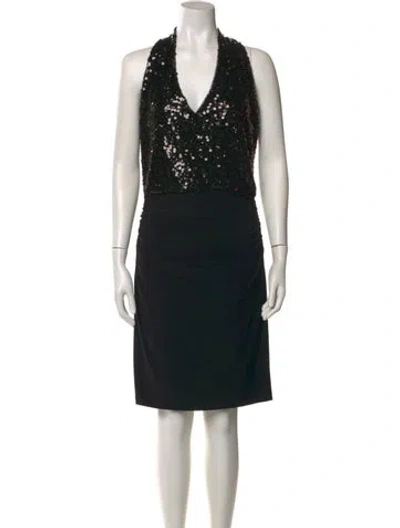 Pre-owned Ralph Lauren V-neck Mini Dress In Black