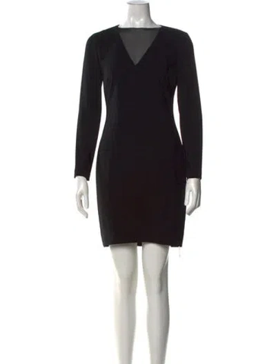 Pre-owned Ralph Lauren V-neck Mini Dress In Black