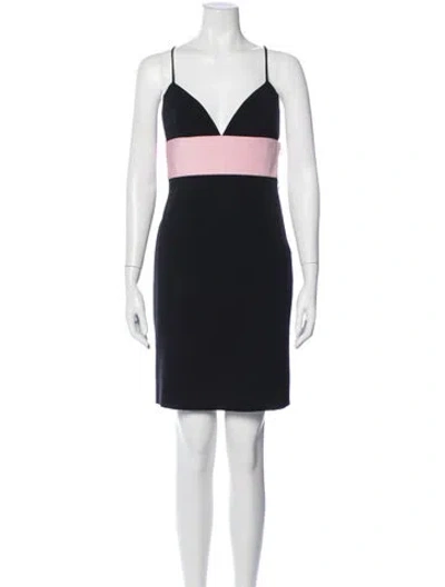 Pre-owned Ralph Lauren V-neck Mini Dress In Black