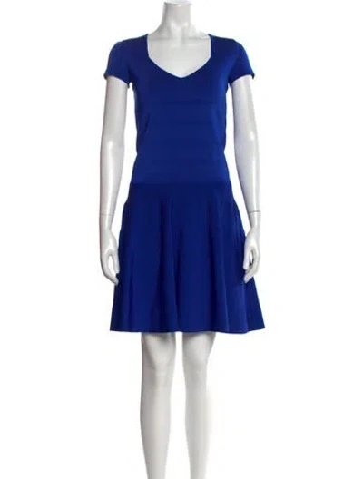 Pre-owned Ralph Lauren V-neck Mini Dress In Blue