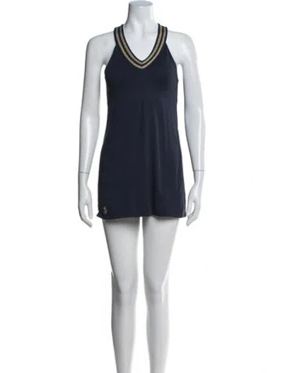 Pre-owned Ralph Lauren V-neck Mini Dress In Blue