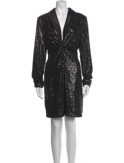 Pre-owned Ralph Lauren V-neck Mini Dress W/ Tags In Black