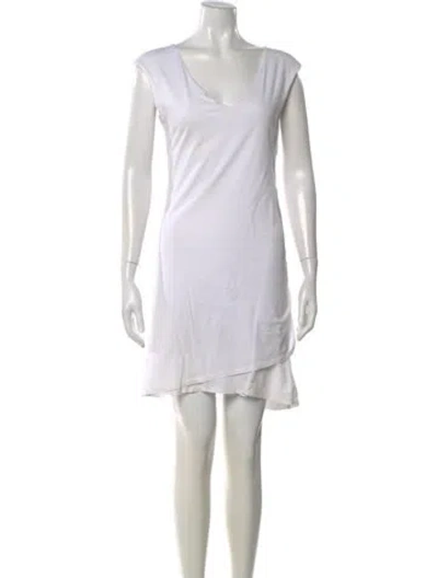 Pre-owned Ralph Lauren V-neck Mini Dress In White