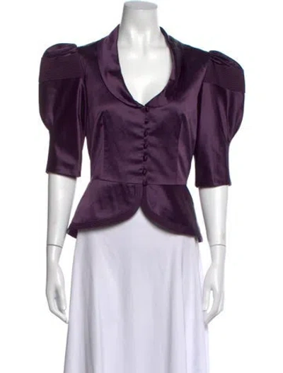 Pre-owned Ralph Lauren V-neck Short Sleeve Blouse In Purple