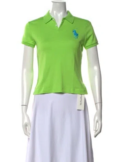 Pre-owned Ralph Lauren V-neck Short Sleeve Polo In Green