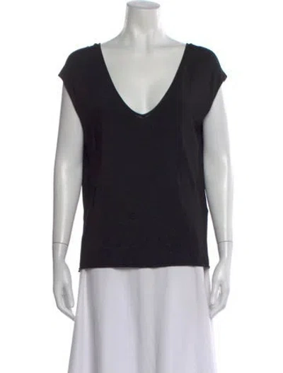 Pre-owned Ralph Lauren V-neck Short Sleeve Top In Black