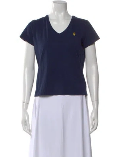 Pre-owned Ralph Lauren V-neck Short Sleeve T-shirt In Blue