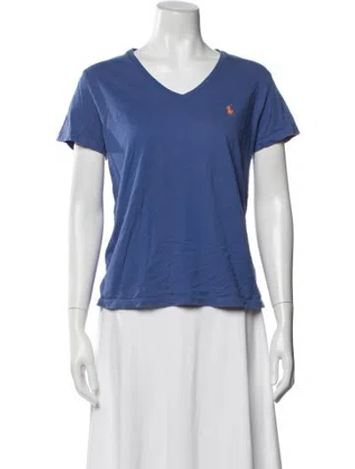 Pre-owned Ralph Lauren V-neck Short Sleeve T-shirt In Blue