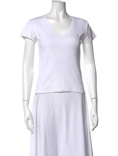 Pre-owned Ralph Lauren V-neck Short Sleeve T-shirt In White