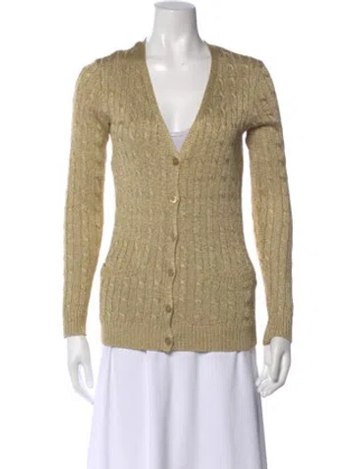 Pre-owned Ralph Lauren V-neck Sweater In Gold