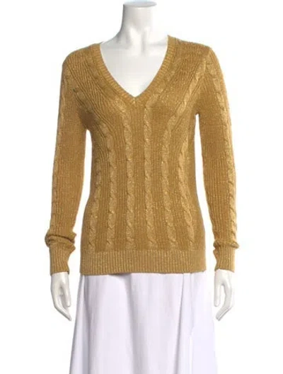Pre-owned Ralph Lauren V-neck Sweater In Gold