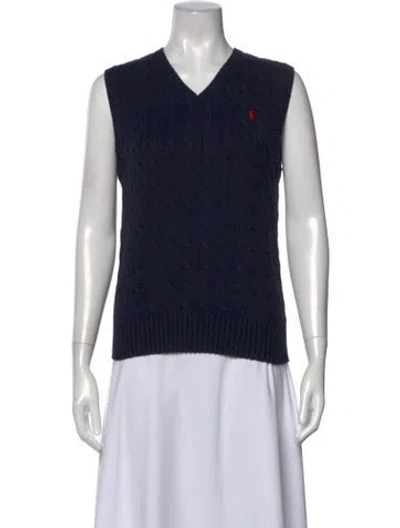 Pre-owned Ralph Lauren V-neck Sweater W/ Tags In Blue