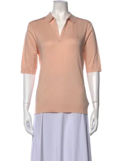 Pre-owned Ralph Lauren V-neck Three-quarter Sleeve Polo In Pink