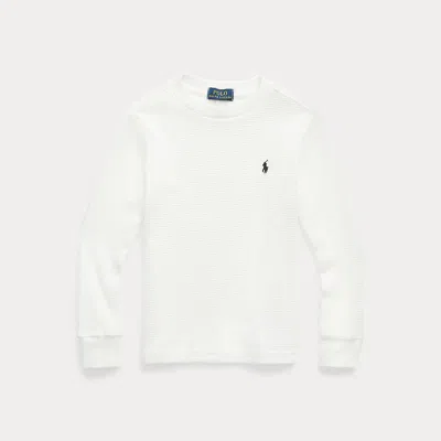 Polo Ralph Lauren Kids' Waffle-knit Cotton Long-sleeve T-shirt In White