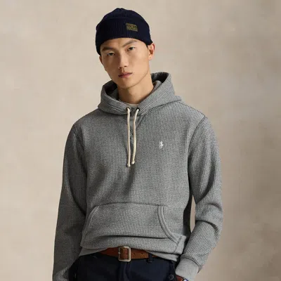 Ralph Lauren Waffle-knit Fleece Hoodie In Gray
