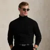 Ralph Lauren Waffle-knit Fleece Turtleneck In Black