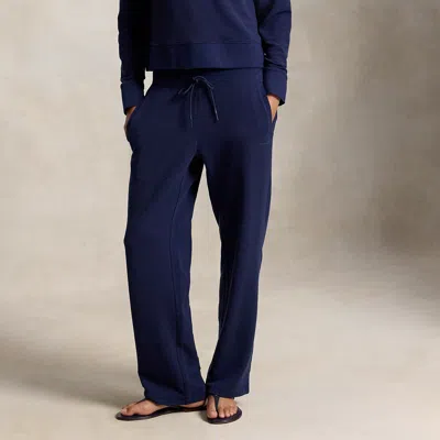 Ralph Lauren Waffle‑knit Drawstring Pant In Refined Navy