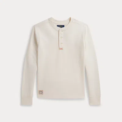 Ralph Lauren Kids' Waffle-knit Henley Shirt In Antique Cream In White