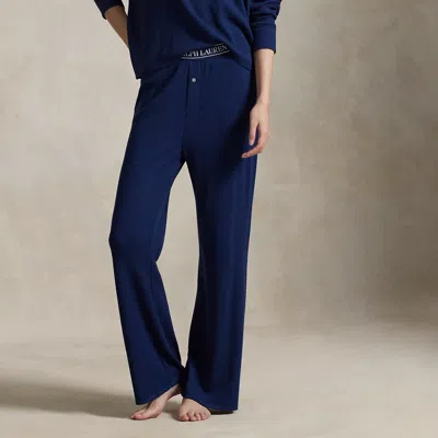 Polo Ralph Lauren Waffle-knit Long-sleeve Pajama Set In Navy In Blue