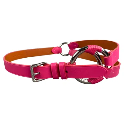 Pre-owned Ralph Lauren Waist Size M Pink Leather Belt
