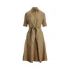 Ralph Lauren Wakana Elbow Sleeve Day Dress In Brown