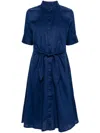Ralph Lauren Wakana Linen Midi Shirt Dress In Blue