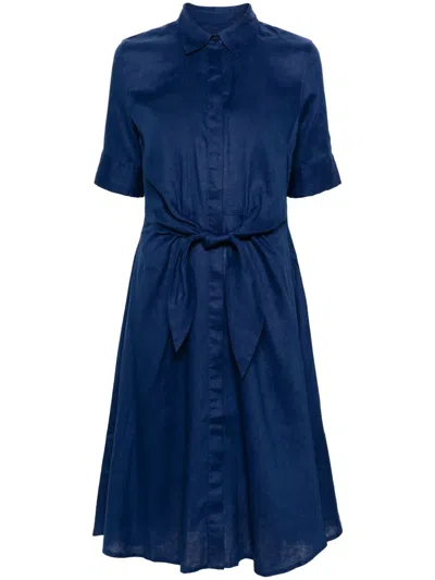 Ralph Lauren Wakana Linen Midi Shirt Dress In Blue