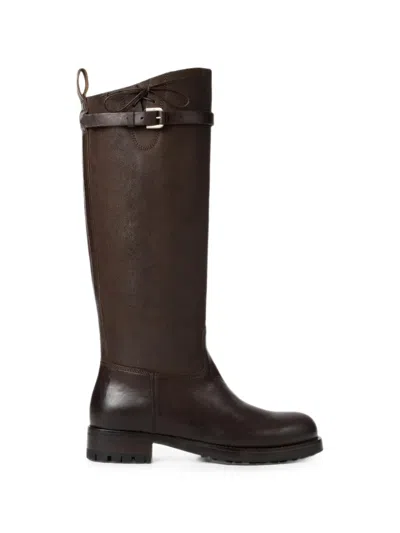 Ralph Lauren Ward Vachetta Leather Engineer Boot In Chocolate In Brown