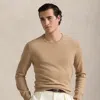 Polo Ralph Lauren Washable Cashmere Crewneck Sweater In Camel Melange