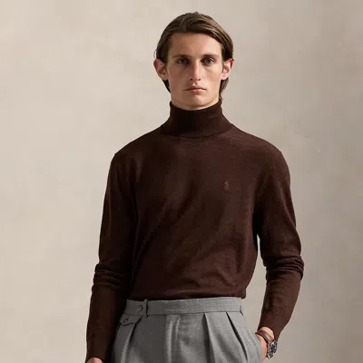 Ralph Lauren Washable Wool Turtleneck Sweater In Brown