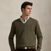 Ralph Lauren Washable Wool V-neck Sweater In Green