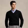 Polo Ralph Lauren Washable Wool V-neck Sweater In Polo Black