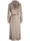 Polo Ralph Lauren Aniyah Washed Charmeuse Day Dress In Brown