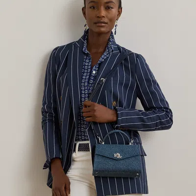Ralph Lauren Washed Denim Small Farrah Satchel In Oxford Blue/refined Navy